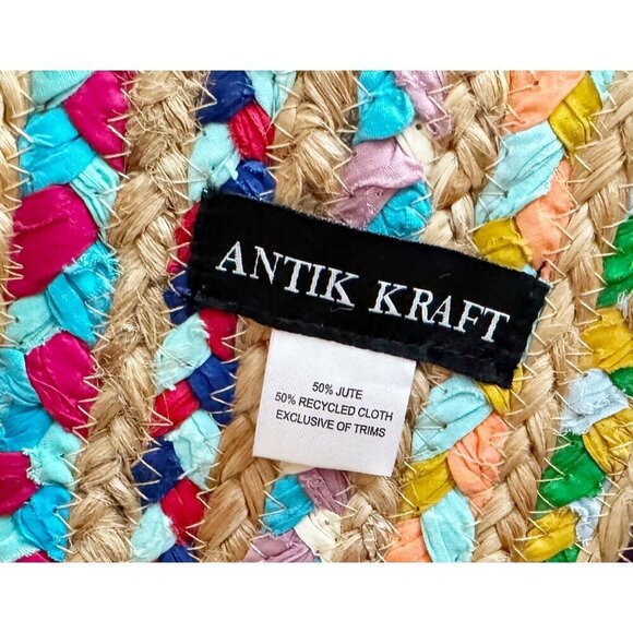 ARTIK KRAFT Rushi Jute & Multi Color Recycled Cloth Tote Bag - Picture 7 of 8